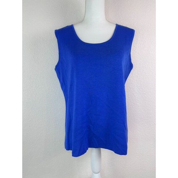Ming Wang women’s large royal blue knit scoop neck tank top casual - Picture 1 of 7